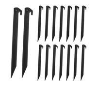 sourcing map Tent Stakes Plastic 30cm/12 Inch Lightweight Ground Pegs with Hook for Outdoor Beach Camping Canopy Tarp, Black 16Pcs
