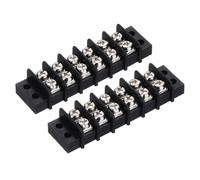 sourcing map Terminal Block 300V 20A Dual Rows 6P Circuit Screw Terminals Barrier Strip PA66 for Wire Connect, 74mm x 21mm x 13mm, 2 Pack
