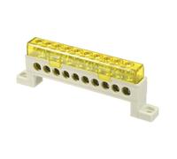 sourcing map Terminal Ground Bar, 10 Positions Screw Brass Terminal Bus Bar, 7x11mm Ground Block for Electrical Equipment, Distribution Box, Yellow