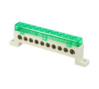 sourcing map Terminal Ground Bar, 10 Positions Screw Brass Terminal Bus Bar, 9x14mm Ground Block for Electrical Equipment, Distribution Box, Green