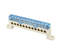 sourcing map Terminal Ground Bar, 12 Positions Screw Brass Terminal Bus Bar, 7x11mm Ground Block for Electrical Equipment, Distribution Box, Blue