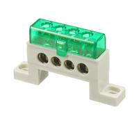 sourcing map Terminal Ground Bar, 4 Positions Screw Brass Terminal Bus Bar, 7x11mm Ground Block for Electrical Equipment, Distribution Box, Green