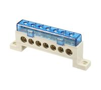 sourcing map Terminal Ground Bar, 7 Positions Screw Brass Terminal Bus Bar, 9x14mm Ground Block for Electrical Equipment, Distribution Box, Blue