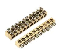 sourcing map Terminal Ground Bar Screw Block Barrier Brass 10 Positions 65mmx5.5mmx7.5mm for Electrical Distribution 3 Pcs
