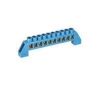 sourcing map Terminal Grounding Bar Screw Block Barrier Brass Strip 10 Positions Blue for Electrical Distribution