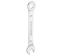 sourcing map Thin Combination Wrench Metric 9mm 6-Point Ended Box 15 Degree Offset Open End CR-V Chrome Plated Steel, Silver