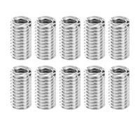 sourcing map Thread Adapter Sleeve Reducing Nut, 10 Pcs M8x1.25 Male to M6x1 Female Stainless Steel Nut Screw Reducer Conversion Fastener, Threaded Insert Repair Sleeve Reducer Nut, Silver