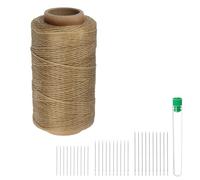 sourcing map Thread for Sewing Upholstery Thread 284 Yards 260m 150D Waxed Polyester Thread Wear-Resistant Embroidery Cord String Cotton with 30pcs Needles for Quilting Leather, Khaki