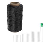sourcing map Thread for Sewing Upholstery Thread 284 Yards 260m 150D Waxed Polyester Thread Wear-Resistant Embroidery Cord String Cotton with 30pcs Needles for Quilting Leather, Black