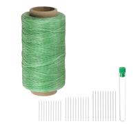 sourcing map Thread for Sewing Upholstery Thread 284 Yards 260m 150D Waxed Polyester Thread Wear-Resistant Embroidery Cord String Cotton with 30pcs Needles for Quilting Leather, Light Green