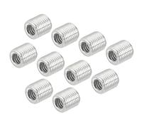 sourcing map Thread Reducing Nuts Insert M10 x 1mm Male to M6 x 1mm Fine Thread Female Adapters 10mm Long Pipe Fitting Conversion Sleeve Reducer, Pack of 15