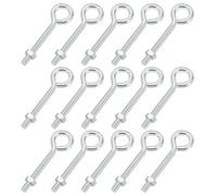 sourcing map Threaded Eye Bolts M6x50 Carbon Steel Eye Hooks Screws with Hex Nuts for Metal Hook Wood Terminal Ring Hooks Hanging, Pack of 15