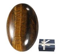 sourcing map Tiger's Eye Crystal Stones Oval Shaped, 6 cm Tumbled Stones and Crystals, Polished Gemstone Rocks for Women Gifts Meditation Crafting Home Decor