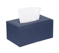 sourcing map Tissue Box Cover with Magnetic Bottom Rectangle Tissue Box Holder PU Leather Facial Tissue Paper Dispenser for Tabletop Bathroom Bedroom Kitchen, (Dark Blue, 7.9"x4.7"x3.7")