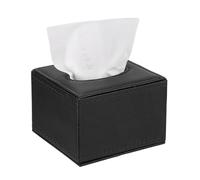 sourcing map Tissue Box Cover with Magnetic Bottom Rectangle Tissue Box Holder PU Leather Facial Tissue Paper Dispenser for Tabletop Bathroom Bedroom Kitchen, (Black, 4.4"x4.4"x3.1")
