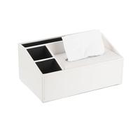 sourcing map Tissue Box Cover with Magnetic Bottom Rectangle Tissue Box Holder PU Leather Facial Tissue Paper Dispenser for Tabletop Bathroom Bedroom Kitchen, (White, 10.4"x6.5"x4.7")