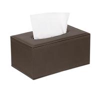 sourcing map Tissue Box Cover with Magnetic Bottom Rectangle Tissue Box Holder PU Leather Facial Tissue Paper Dispenser for Tabletop Bathroom Bedroom Kitchen, (Brown, 7.9"x4.7"x3.7")