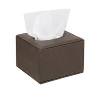 sourcing map Tissue Box Cover with Magnetic Bottom Rectangle Tissue Box Holder PU Leather Facial Tissue Paper Dispenser for Tabletop Bathroom Bedroom Kitchen, (Coffee, 4.4"x4.4"x3.1")