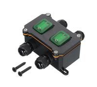 sourcing map Toggle Switch, Rocker Button Inline Cord Switch DPST ON-OFF IP65 Waterproof with Green Rocker Button AC125V-250V/16A-20A for Outdoor Electrical Appliances