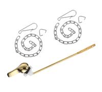 sourcing map Toilet Handle Replacement Kit, Universal Front Mount Toilet Bowl Handle Lever Side Mount Toilet Flush Handle with Stainless Steel Flapper Chains, Gold