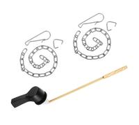 sourcing map Toilet Handle Replacement Kit, Universal Front Mount Toilet Handle Lever Side Mount Toilet Flush Handle with Stainless Steel Flapper Chains Toilet Trip Lever, Black