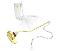 sourcing map Toilet Handle Replacement Kit, Zinc Alloy Toilet Handle Lever with Stainless Steel Flapper Chains, Universal Side Mount Toilets Flush Lever Replacement, Brushed Gold