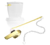 sourcing map Toilet Handle Replacement Kit, Zinc Alloy Toilet Handle Lever with Stainless Steel Flapper Chains Universal Front Mount Toilets Flush Lever Replacement, Gold