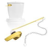sourcing map Toilet Handle Replacement Kit, Zinc Alloy Toilet Handle Lever with Stainless Steel Flapper Chains Universal Front Mount Toilets Flush Lever Replacement, Brushed Gold