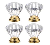 sourcing map Toilet Tank Button, Crystal Toilet Button Replacement for Women Long Nail Bathroom Toilet Cover Kitchen Drawer Knobs Gold