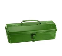 sourcing map Tool Box 14.2" Portable Steel Tool Box Hip Roof Style with Metal Latch Closure Tool Chest for Household Workshop Car, Green