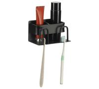 sourcing map Toothbrush Holder for Bathroom, 2 Slots Wall Mounted Electric Toothbrush Organizer Aluminum Self-Adhesive Shower Organizer for Tooth Brush Toothpaste Comb Storage, Black