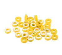 sourcing map Toroid Core, Ferrite Chokes Ring Iron Powder Inductor Ferrite Rings, Yellow White 35pcs, 8.2 x 15.5 x 6.2mm