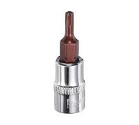 sourcing map Torx Bit Socket with Hole 1/4" Drive TS15 Star Bit 1.5" (37mm) Length CR-V Steel 5 Point Socket Adapter for Ratchet Wrench Slide Bar Extension Rod, Silver Red