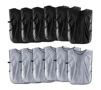 sourcing map Training Vest 27 x 18 Inch Soccer Sports Team Practice Jersey for Adult Youth Teen Basketball Football (Black/Gray, Pack of 12)