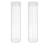 sourcing map Transparent Plastic Storage Tubes, 1 9/16" x 6"(40x150mm) Polycarbonate Clear Rigid Round Storage Tubing with Black Lid, 2 Set