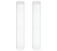 sourcing map Transparent Plastic Storage Tubes, 2 1/2" x 14"(63x350mm) Polycarbonate Clear Rigid Round Storage Tubing with Black Lid, 2 Set