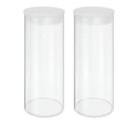 sourcing map Transparent Plastic Storage Tubes, 2 1/2" x 6"(63x150mm) Polycarbonate Clear Rigid Round Storage Tubing with Black Lid, 2 Set