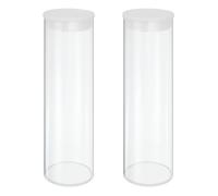 sourcing map Transparent Plastic Storage Tubes, 2 1/2" x 8"(63x200mm) Polycarbonate Clear Rigid Round Storage Tubing with Black Lid, 2 Set