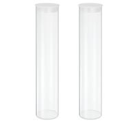 sourcing map Transparent Plastic Storage Tubes, 2" x 10"(50x250mm) Polycarbonate Clear Rigid Round Storage Tubing with Black Lid, 2 Set