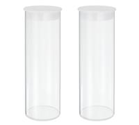 sourcing map Transparent Plastic Storage Tubes, 2" x 6"(50x150mm) Polycarbonate Clear Rigid Round Storage Tubing with Black Lid, 2 Set
