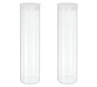 sourcing map Transparent Plastic Storage Tubes, 2" x 8"(50x200mm) Polycarbonate Clear Rigid Round Storage Tubing with Black Lid, 2 Set