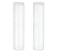sourcing map Transparent Plastic Storage Tubes, 3 1/8" x 14"(80x350mm) Polycarbonate Clear Rigid Round Storage Tubing with Black Lid, 2 Set