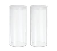 sourcing map Transparent Plastic Storage Tubes, 3 9/16" x 8"(90x200mm) Polycarbonate Clear Rigid Round Storage Tubing with Black Lid, 2 Set