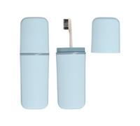 sourcing map Travel Toothbrush Case, 7.9x2.6x2" Portable Travel Toothbrush Holder with Flat, Plastic Toothpaste Container for Bathroom, Gym, Business Trip, Camping, Sky Blue