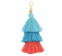 sourcing map Tri-Layered Tassels 6.7Inch Tassel Bag Charm Bohemian Keychains Handmade Tassel Keychain for DIY Projects, Jewelry Making, Decoration (Lake Blue/Azure/Orange)