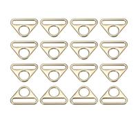 sourcing map Triangle Buckle Adjuster, 16Pcs 1-1/4 Inch Triangle D Rings Adjuster Triangle with bar Swivel Clip for Webbing Bag Strap, Gold Tone