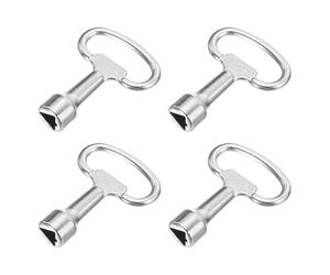 sourcing map Triangle Socket Spanner Key, 0.37" (9.5mm) Hole Zinc Alloy Universal Utility Spanner Keys 2.11" Length for Electrical Cabinet Water Meter Box Panel Lock (Silver, Pack of 4)