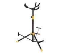 sourcing map Triple Guitar Stand Floor, Adjustable Multiple Guitar Stand for Electric, Acoustic Guitars, Bass, Folding Tripod Guitar Stand for 3 Guitars, Yellow