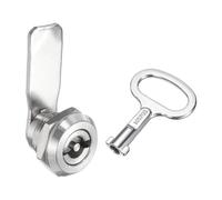 sourcing map Tubular Cam Lock, 5/7 Inch Cylinder Length 304 Stainless Steel Flat Cabinet Lock with Key for Electric Box Mailbox (Silver, Pack of 1)