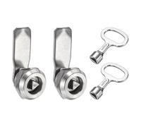 sourcing map Tubular Cam Lock, 5/7 Inch Cylinder Length 304 Stainless Steel Triangle Cabinet Lock with Key for Electric Box Mailbox (Silver, Pack of 2)